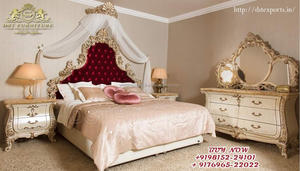 Ensemble de meubles de chambre à coucher de style turc de luxe, ensemble de lit et de table de chevet sculptés haut de gamme, chef-d'œuvre de luxe, chambre à coucher sculptée dorée - Product Image 5