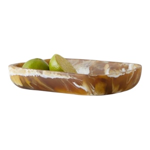 Plateau de service rectangulaire décoratif artisanal en résine ambre orange, style abstrait moderne, pour la maison et la vanité, collection Imperial Crafted Home - Product Image 3