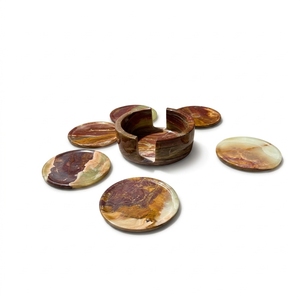 Juego de Posavasos de Piedra Natural Modernos, Forma Irregular, de Ónix y Mármol, con Cuerda, Personalizables OEM ODM - Product Image 4