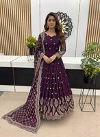 Robe de soirée élégante pour femme, brodée de sequins, en faux georgette lourde, séchage rapide, six couleurs, approvisionnement en gros du fabricant
