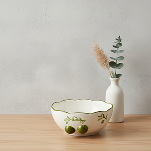 Tazón para Ensalada de Primera Calidad 3460988D-15 con Estampado de Rama de Olivo y Frutas, Porcelana Fina - Product Image 4