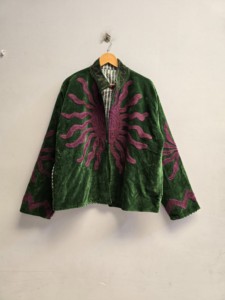 Forest Green <b>Velvet</b> Suzani <b>Jacket</b> <b>for</b> <b>Women</b> Handmade Purple Sunburst Embroidery Boho Ethnic Coat Wholesale Designer Outerwear B2 - Product Image 1