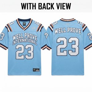 Custom <b>Red</b> American Football Jersey Breathable Quick Dry 250 GSM Heavy <b>Mesh</b> Fabric Embroidered Crest Shoulder Yoke Panel Tackle - Product Image 4