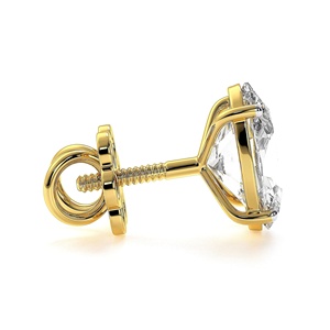 Boucles d'oreilles clous en diamant de laboratoire taille brillant, or jaune 14 carats, certifiées IGI, tendance, classiques, solitaires, élégantes, bijoux fins, cadeau - Product Image 4