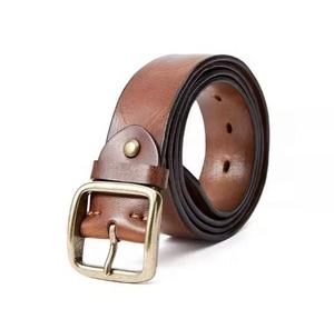 Ceintures en cuir de vachette pleine fleur vintage décontractées pour hommes, boucle à ardillon en cuivre, haute qualité, écologiques, logo personnalisé, vente en gros 2026 - Product Image 1