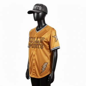 Women Baseball Jersey High Quality Polyester Satin Fabric GSM <b>Gold</b> Tone Panel Design Custom Logo Women Cotton Baseball Jersey - Product Image 4