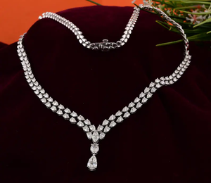 <b>Iced</b> <b>Out</b> Pear Cut Moissanite Necklace 925 Silver Wedding Engagement Anniversary Jewelry - Product Image 4