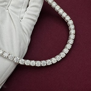 Collier Tennis 6 MM en Diamant de Laboratoire et Moissanite Taillée, Bijou de Luxe pour Homme, Cadeau Chic pour Mariage et Fête, Plaqué Or Blanc - Product Image 1