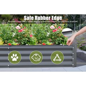 Jardinera Grande de Metal Galvanizado de 8x4x1 pies, Jardinera Elevada para Exteriores, Jardineras para Cultivar Verduras y Frutas - Product Image 2
