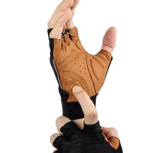 Custom Solid Color Half Finger Breathable Leather Racing Cycling Gloves for Men - Product Image 6