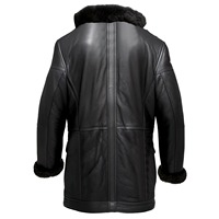 Manteau long en cuir d'agneau véritable noir pour homme, chaud pour l'hiver, col mandarin, réversible, écologique, respirant, doublure en laine