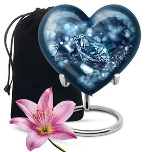 Vente chaude Top Urne commémorative de crémation de coeur de course automobile de haute qualité pour les cendres humaines adultes avec support et sac en velours gratuit - Product Image 2