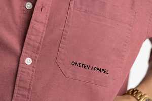 <b>Men's</b> Solid <b>Pink</b> Herringbone Summer Long Sleeve Casual <b>Shirt</b> Turn-down Collar Single Breasted Loose Fit 100% Polyester - Product Image 6
