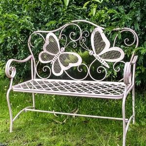 Weatherproof Powder Coated Wrought Iron European Design KHP Park Bench Custom <b>Hand</b> Forged Metal Garden Long <b>Chair</b> 2-Seater - Product Image 3