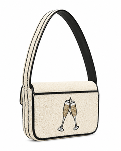 Pochette de luxe artisanale, durable, moderne, légère, originale, en perles de verre, motif caviar et coccinelle, avec fermeture à bouton à rabat, sac à main de créateur tendance - Product Image 2