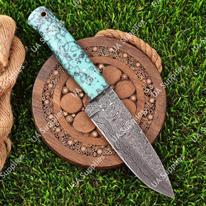 Couteau de survie EDC à lame fixe en acier Damas, manche en bois de rose, fait main, pour la chasse, le camping, le bushcraft, OEM OBM - Product Image 3