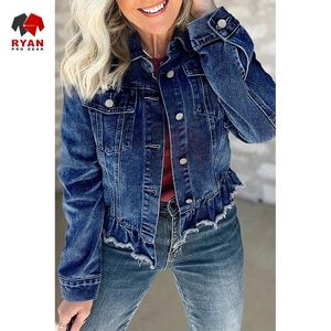 Ryan Pro Gear <b>Customized</b> <b>Denim</b> <b>Jacket</b> For Women Breathable and Comfortable Fabric with <b>Customized</b> Logo OEM Design - Product Image 1