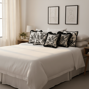 Juego de 6 Fundas de Almohada SOGA de 45 cm con Diseño Floral Vintage y 2 Cojines Decorativos Florales Negros - Product Image 5