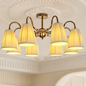 Lustres LED SIMIG de luxe en cuivre de style nordique, éclairage élégant pour <span class=keywords><strong>chambre</strong></span>, salle à manger, villa, <span class=keywords><strong>suspension</strong></span> artistique en <span class=keywords><strong>tissu</strong></span> raffiné - Product Image 1