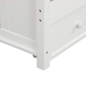 Divano letto singolo bianco con tre cassetti, nessun box spring necessario, struttura in legno - Product Image 3