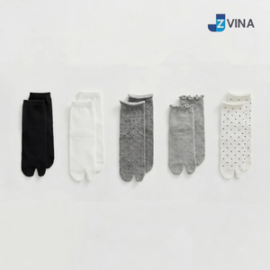 Chaussettes Tabi JZVINA pour femmes, blanches unies, à deux orteils, respirantes, en coton, décontractées, pour usage quotidien, séchage rapide, absorbant la transpiration, personnalisables - Product Image 4