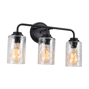 Lámpara de Baño de 3 Luces con Pantalla de Vidrio Transparente Estilo Glaciar, Hecha a Mano, Industrial, con Casquillo E26 (Sin Bombilla) - Product Image 1