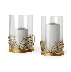 ฐานกิ่งไม้ลายทองที่มีลักษณะเฉพาะตัว โอบรับกระบอกแก้วทรงสูงขนาดใหญ่ มีจำหน่ายในราคาขายส่ง - Product Image 1