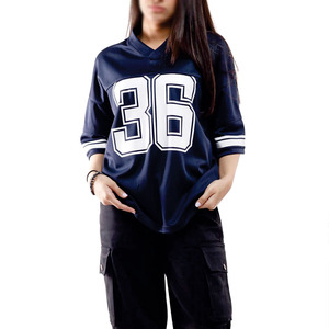 Camiseta de fútbol americano transpirable de malla oversize unisex con cuello en V y estampado gráfico, estilo urbano, venta al por mayor, a la moda - Product Image 2