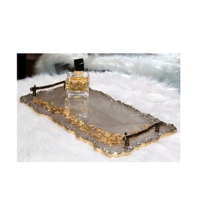 Royal Resin Vanity Tray with Luxury Crystal Design Decorative <b>Makeup</b> Organizer for Bedroom Bathroom and <b>Dressing</b> <b>Table</b> - Product Image 4