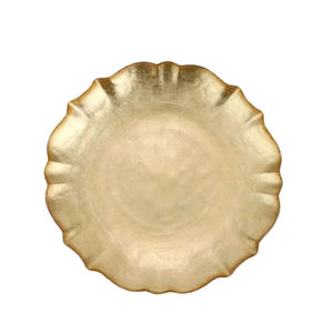 Round Gold Metal <b>Decorative</b> Charger <b>Plate</b> with Scalloped Edge Handmade Glam Style for Party Table Setting Charger <b>Plate</b> - Product Image 1