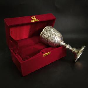 แก้วทองเหลืองทำมือสไตล์ยุคกลาง แก้วไวน์สลักลายละเอียด แก้วน้ำทรงสูง แก้วเบียร์ทองเหลืองลายนูน - Product Image 4