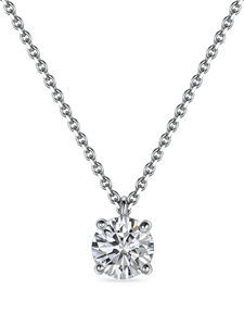 Collar colgante minimalista redondo con diamante solitario de 1 quilate cultivado en laboratorio en oro amarillo, blanco y platino de 9K y 18K. - Product Image 4