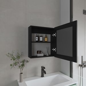 Armadietto per medicinali Payson in melamina nera con specchio incluso per mobili da bagno - Product Image 6
