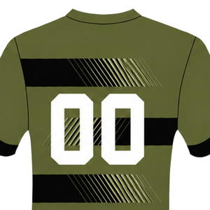 Camiseta de Rugby Verde Oliva y Negra, Manga Corta, Cuello Redondo, Rayas, Uniforme de Equipo Personalizado, Transpirable, para Entrenamiento Deportivo - Product Image 3