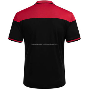เสื้อโปโลแขนสั้นผู้ชาย สีแดงดำ ตัดต่อสี แห้งเร็ว ผ้าถัก สวมใส่สบาย ทรงปกติ - Product Image 2