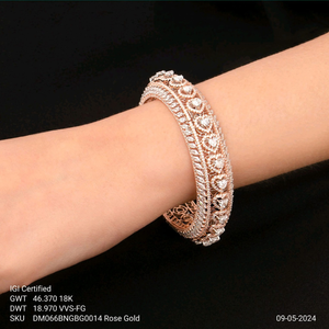 Brazaletes de Diamantes Cultivados en Laboratorio en Oro Rosa, Certificados por IGI, Joyería Elegante para Mujer, Brazalete de Diamantes, Regalo Clásico, Pulsera Fina Brillante - Product Image 1