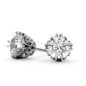Classic VVS Moissanite Round Cut <b>Stud</b> Earrings for Women IGI Certified Gold Plated S925 <b>Silver</b> Moissanite Diamond Earrings - Product Image 4