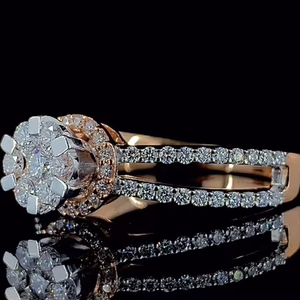 0.50 CTW Lab Grown Diamond <b>Statement</b> Engagement <b>Ring</b> SGL Certified 14K Solid Gold Multi Row Design - Product Image 2