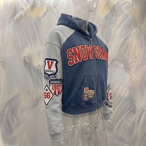 Sweat-shirt sportif à capuche zippé bleu marine pour homme Snowgrace, manches raglan, 100% coton, coupe classique, vêtement d'automne - Product Image 2
