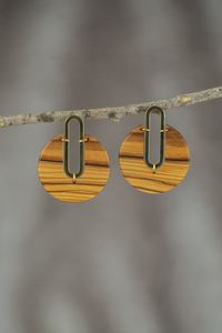 ต่างหูไม้ทรงกลมพร้อมตัวเชื่อมทองสำหรับทำเครื่องประดับ - Product Image 4
