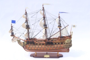 Modèle de bateau à voile en bois fait main - Navire français du XVIIe siècle, modèle réduit, décoration pour la maison ou le bureau, Le Soleil Royal - Product Image 5