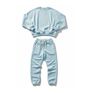 Wholesale Breathable Printed Solid 100% Cotton Fleece <b>Women</b> 2-Piece Tracksuit Elastic Waist Stand <b>Collar</b> Full Length Casual - Product Image 4