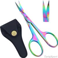 Ciseaux à ongles professionnels multicolores en acier inoxydable de petite taille pour la beauté, le maquillage et la coupe des sourcils avec lames droites et affûtées, logo