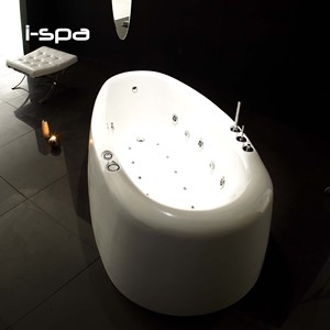 Bañera Acrílica Ovalada Blanca Independiente, Bañera Japonesa de Hidromasaje con Función de Masaje, Baño Spa Moderno para Hotel o Villa - Product Image 2
