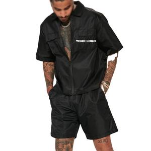 ชุดเซ็ตเสื้อแจ็คเก็ตกันลมและกางเกงขาสั้นลำลองสำหรับผู้ชายแบบใหม่ ผ้าโพลีเอสเตอร์/คอตตอน แห้งเร็ว สไตล์สตรีทแวร์ - Product Image 3