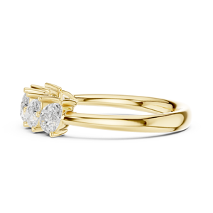 Anillos de Compromiso de Moda con Certificación IGI, Diamante Cultivado en Laboratorio de Corte Pera de 1.5CT en Total, Banda de Media Eternidad, Oro Amarillo de 14K, para Bodas y Fiestas - Product Image 3
