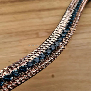 2022 nouveauté en gros 5 rangées concepteur noir et or Rose cristaux de la marine chaîne en métal cuir cheval frontal Bling sourcil bande - Product Image 6