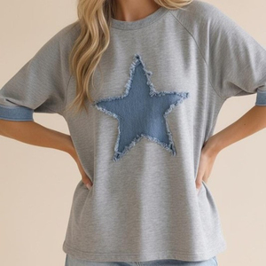 Custom Logo Wholesale Summer Loose Casual Regular Fit Vintage 100% Cotton Breathable Color Block Star <b>Patchwork</b> Neck T-<b>Shirt</b> Men - Product Image 4