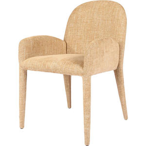 Modern Fabric Upholstered Dining <b>Chair</b> with Metal Legs Beige Armchair for Hotel Park Apartment Wine Cellar & Home <b>Kitchen</b> - Product Image 3