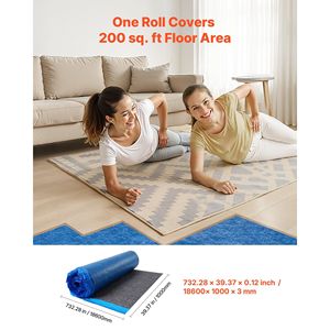 200 Sq ft 3mm Recycled Fiber Sound/Vapor Barrier Floor Underlayment <b>Blue</b> 1 <b>Roll</b> for Laminate Flooring Accessories - Product Image 2